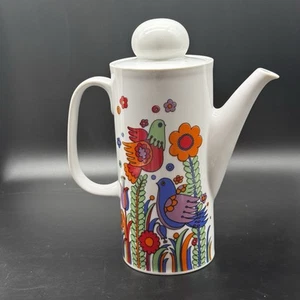 Royal Crown Arnart “Paradise” Coffee Pot 8¼ʺ Birds & Flowers Mid-Century Japan - Picture 1 of 9
