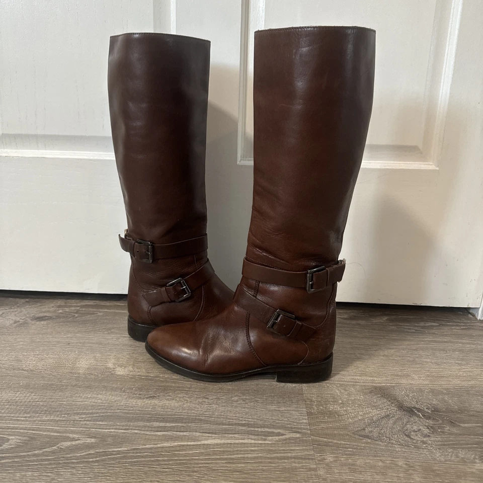 Botas altas de equitación de cuero marrón SJP Kelly zapatos talla 36,5 para mujer Foto 1 de 4