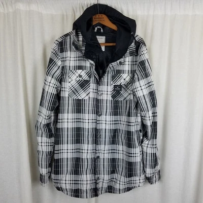 Holden Black & White Plaid Hooded Snowboarding Jacket Parka Shacket Mens L - Image 1 of 4