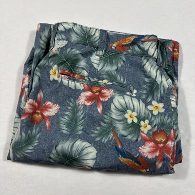 Pantalones Cortos de Golf V46 Hombres 38 Verde 4 Vías Elastizado Rendimiento 9" Floral Loro Hawaiano Foto 1 de 4