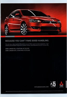 Mitsubishi Lancer GTS 2008 sedán deportivo vintage anuncio impreso hombre arte de pared rupestre Foto 1 de 2