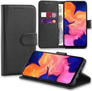 BILLETERA NEGRA Cuero Funda Teléfono con Ranura para Tarjetas para Samsung J3 J5 J6 J7 J4 - Imagen 1 de 7
