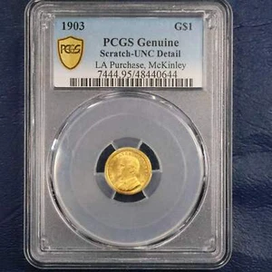 1903 G1$ McKinley LA Purchase Commem Gold 1$ - PCGS Genuine Scratch Unc - Bild 1 von 4