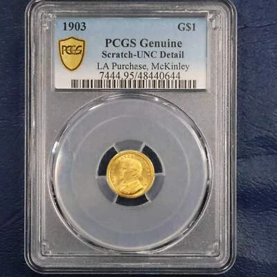 1903 G1$ McKinley LA Purchase Commem Gold 1$ - PCGS Genuine Scratch Unc - Image 1 of 4