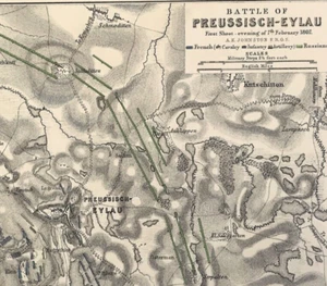 Plan de Batalla Militar de Prusia - Eylau 1807 Hoja 1 Francés vs Rusos - Imagen 1 de 3