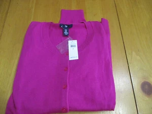 New W/Tag Gap Womens XLg Fuchsia Button-Up Classic Warm Cotton-Blend Cardigan! - Picture 1 of 9