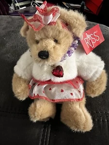 NWT Russ Tootsie Valentine 7" Bear Plush W Heart Necklace - Picture 1 of 8