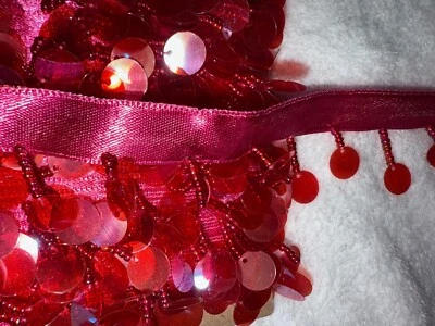 Cinta de satén rosa chicle de 16 yardas disco de costura flecos ribete 1,5" *2 piezas Foto 1 de 2