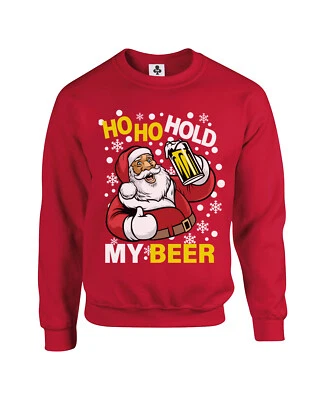 Ho Ho Hold My Beer Funny Christmas Jumper Xmas Alcohol Sweatshirt