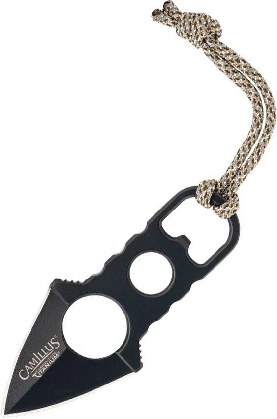 Cuchillo fijo Camillus bota/cuello de una pieza carbonitruro recubierto de titanio inoxidable Foto 1 de 4