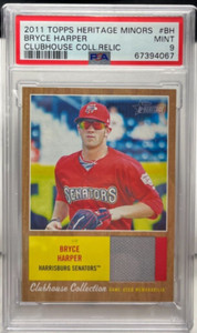 Bryce Harper 2011 Topps Heritage Minors Clubhouse Collection Relic Jersey PSA 9