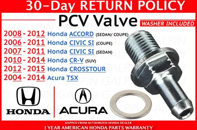 OEM Honda Crosstour CR-V Accord Civic PCV Valve & Washer[17130RBBA01/9410914000] - Image 1 of 4