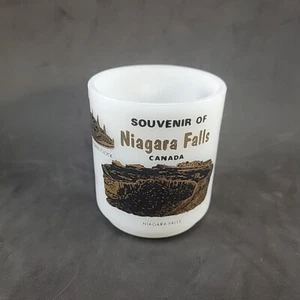 Vtg Glasbake Mug Cup White Milk Glass Gold Black Souvenir Niagara Falls Canada  - Picture 1 of 10