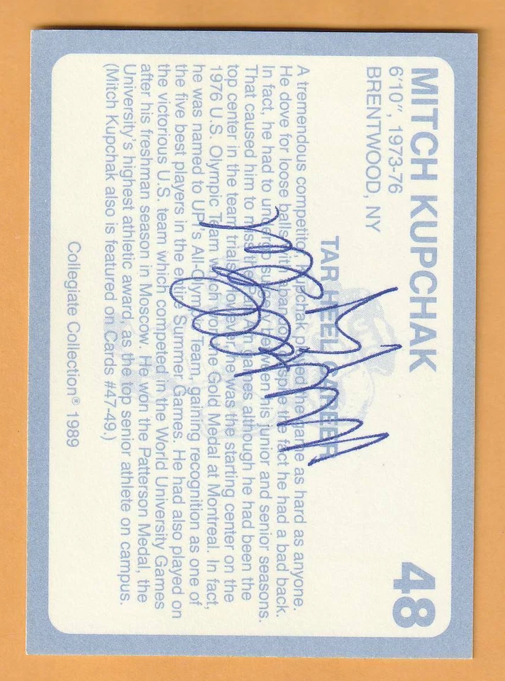 Mitch Kupchak North Carolina Tar Heels AUTO Signed Card #48 LA Lakers 2I - Image 1 of 2