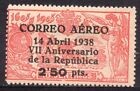 Espagne 2,50 Sob. 10 Marques Communautaires 1938 Rouge / Centrage Sniper / MNH