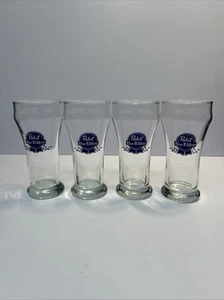 Pabst Blue Ribbon Sham Beer Glasses Set of (4) Used Bar Ware Vintage Great Gift - Picture 1 of 3