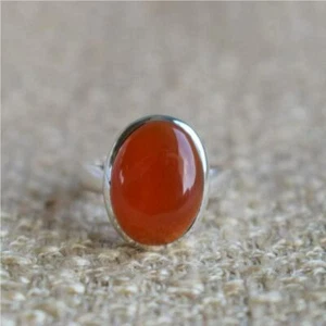 Rojo Cornalina Gema 925 Plata de Ley Hecho a Mano Anillo Todos los Tamaños RC-53 - Imagen 1 de 3