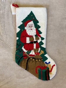 New NWT HOOKED Santa Christmas Stocking 18 1/2” - Picture 1 of 2