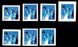 US, # 3451-53, 3466, 3476-77, 3485 Statue of Liberty set, 7 34c, MNH - Picture 1 of 1