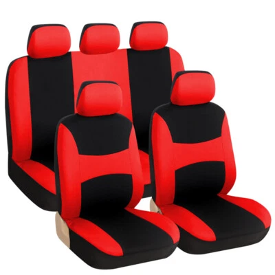 9Pcs Car Front Rear Seat Cover Protector Breathable For 5-Seats Cars Trucks SUVs - Image 1 of 4