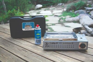 WHIP IT GrillMate Portable BBQ GRILL Hard Case Butane STOVE FUEL Camping - Picture 1 of 5