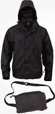 Rothco Black Lightweight Packable Rain Jacket w/ Zippered Pouch Men’s Large