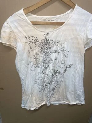 Camiseta Calvin Klein Grande Teñida con Corbata Frontal Estampada Usada Foto 1 de 3