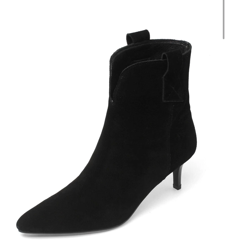 Botas negras de gamuza para mujer talla 6 con tacones de gatito Foto 1 de 4