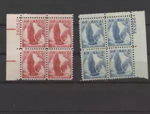 C48 & C50 USA Airmails Showing EAGLES in Flight Mint Never Hinged Plate # Blocks - Bild 1 von 1