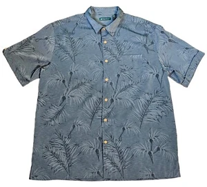Cubavera Herren Hawaiihemd XL Kurzarm Tasche Blau Blätter All Over Freizeit - Bild 1 von 9