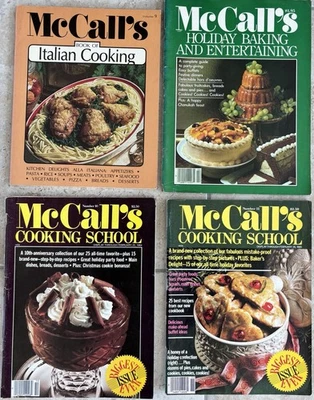 Vintage 1980's McCall's 3 Cooking Magazines, 1 Cook Book Italian, Cooking School - Image 1 of 4