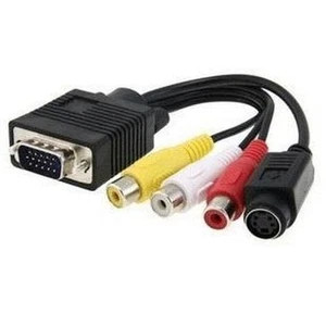 VGA SVGA To S-Video 3 RCA AV TV Out Cable Adapter Converter PC Computer Laptop - Picture 1 of 2
