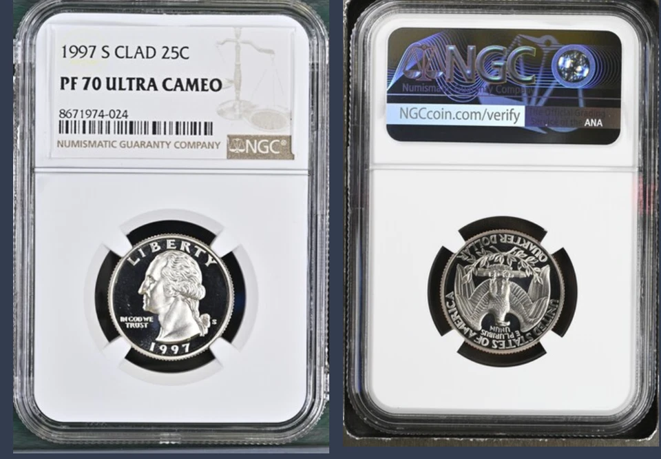 1997-S Washington Proof Quarter, Graded PF70UC by NGC *fresh slab* - Image 1 of 1