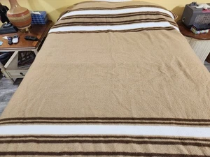 Vintage Biederlack Blanket Cuddle Wrap Siesta Tan 62 X 74 USA MADE Southwestern - Picture 1 of 10