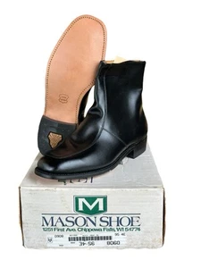 Vintage NOS Executive Imperial Black Leather Side Zip Beatle Boots - Size 9.5 4E - Picture 1 of 16