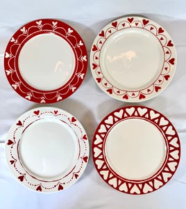 Pottery Barn Valentine's Day Love Always Stoneware Appetizer Plates Set of 4 - Picture 1 of 8