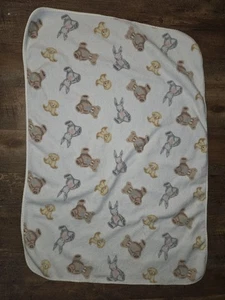 Vintage Carters Fleece Teddybär Hund Hase Kaninchen Schleifen weiß Babydecke - Bild 1 von 9