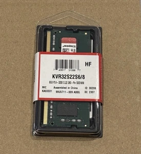 Kingston RAM 8GB 1Rx16 1G x 64-Bit PC4-3200 DDR4 KVR32S22S6/8 - NEW SEALED - Picture 1 of 1