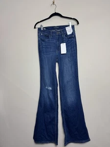 Calvin Klein Womens Super High Rise Jeans Size 2 Flare Cotton Stretch Dark Wash - Picture 1 of 8