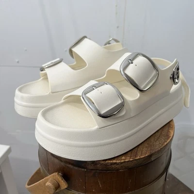 Jeffrey Campbell Blithe Platform Buckle Sandal sz 9 off-white - Image 1 of 4