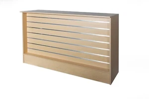 Shop Counter with Slatwall Front- Timer/Beech-1500L - Picture 1 of 3