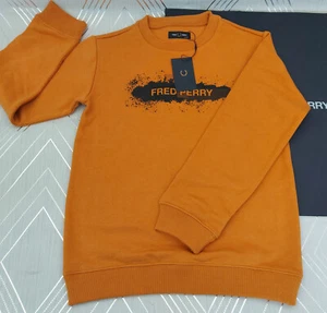 Fred Perry Genuine Boys Spray Graphic Sweatshirt Top Gold 8-9 Years Brand New - Picture 1 of 8