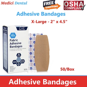 Fabric Adhesive Bandage Band-Aid Strips X-Large 2" x 4.5" Wound Closure, 50/bx - Picture 1 of 2