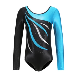 Girl Long Sleeve Dancewear Ballet Gymnastics Kids Dance Bodysuit Costume - Picture 1 of 8