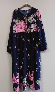 Suzanne Betro Maxi Dress Navy Blue with pink flowers Large - Picture 1 of 5