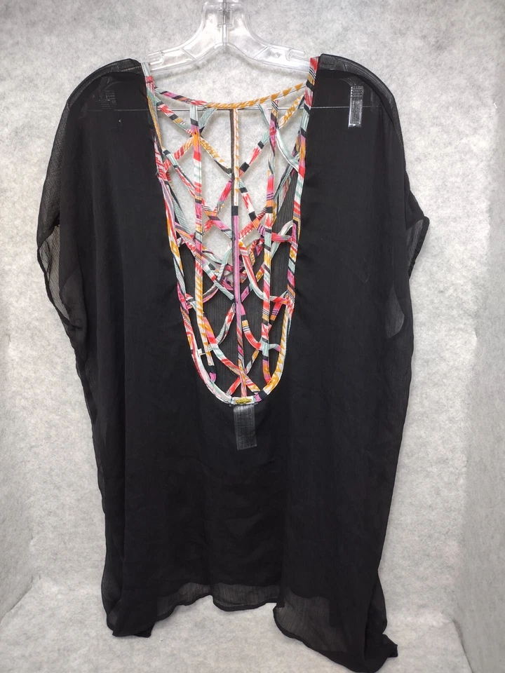 Blusa túnica Jessica Simpson para mujer pequeña 60" busto negra transparente encubrimiento Foto 1 de 4