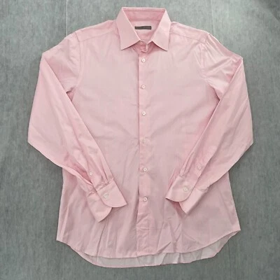 Рубашка Canali для взрослых 16/41 розовая в полоску на пуговицах с длинным рукавом хлопок итальянская мужская - Изображение 1 из 4