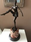 Vintage Style D.ALONZO Hot Painted Bronze Art Deco Dancer Figure Nude Sculpture