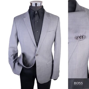BOSS Hugo Boss Blazer Sport Coat Jacket Men’s 38R Solid Gray Wool 2-Button - Picture 1 of 14