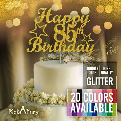 Decoraciones de cumpleaños para pastel de cumpleaños 85 (20 COLORES brillo lateral doble) Foto 1 de 4